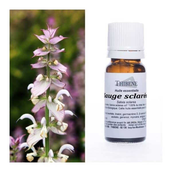 Flacon d'huile essentielle de sauge sclarée bio 10 ml sélectionné par Les Essentiels d'Isabelle.