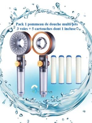 Pommeau de douche filtrant multijets 3 voies Spa-Spray, massage ou pluie