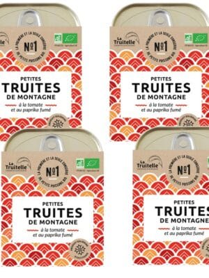 Pack de 4 conserves de Truites de montagne à la tomate et au paprika fumé