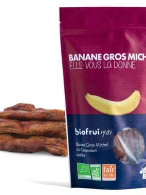 Banane Gros Michel séchée entière bio et équitable du Cameroun - 10 unités de 150g