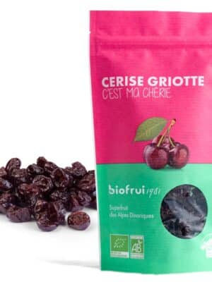 Cerise Griotte séchée entière bio des Alpes Dinariques - 10 Sachets de 100g imprimé éco-conçu