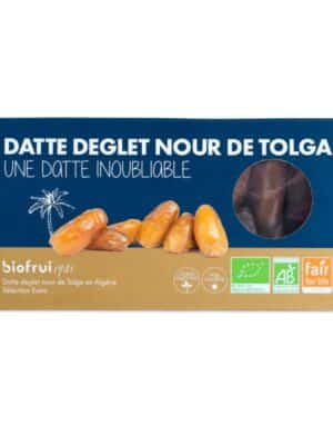 Datte Deglet Nour Sélection Extra bio et équitable - Coffret 400 g (Pack Éco - 12 unités)