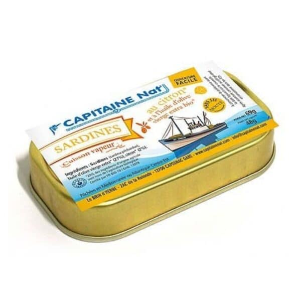 Sardines à l’huile d’olive bio et citron bio -  Sans sel ajouté