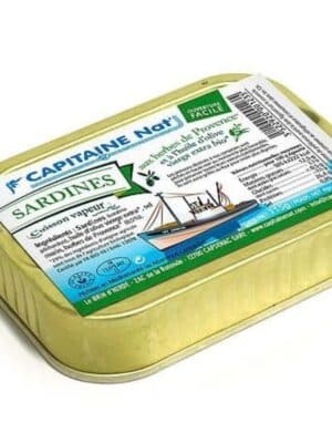 Sardines à l’huile d’olive bio et aux herbes bio