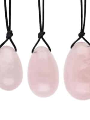 Coffret d’Œufs Yoni en Quartz Rose Percé – Bien-être Féminin & Énergie Amoureuse