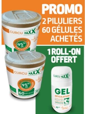 CurcumaXX – Lot de 2 Piluliers 60 gélules + 1 Roll Offert