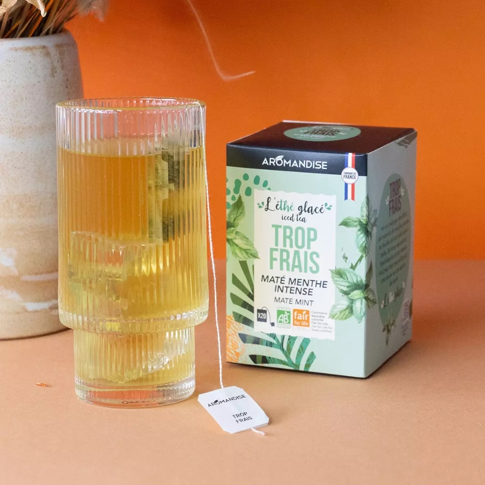Thé glacé bio Trop Frais Aromandise – infusion fraîche au maté et à la menthe
