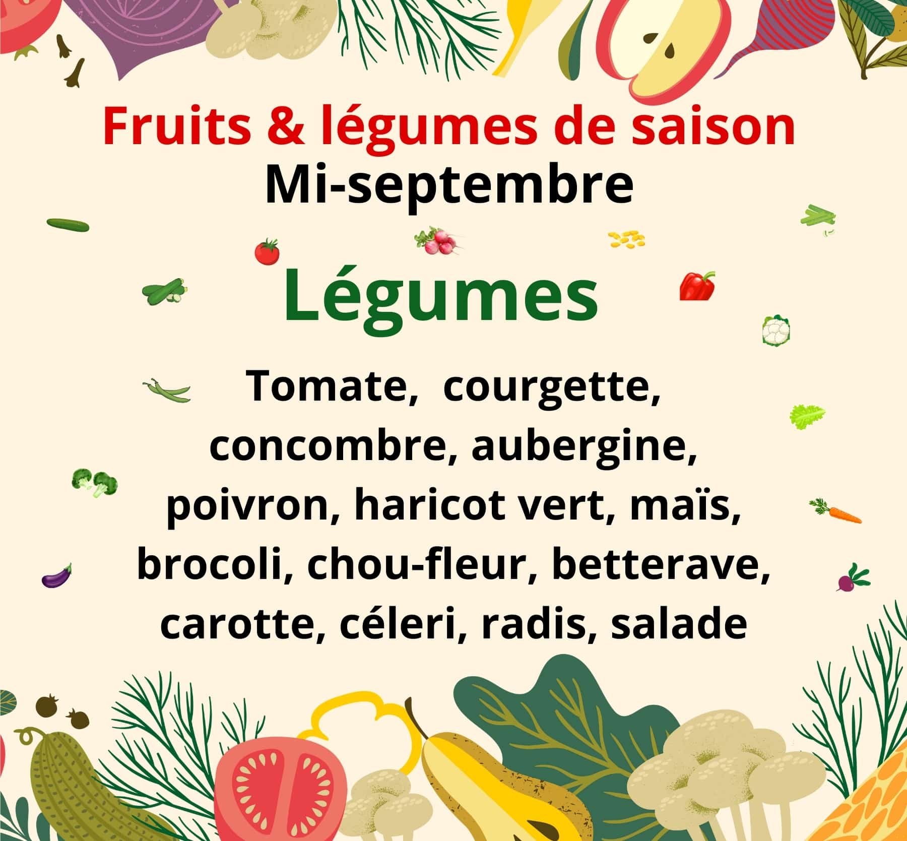 Légumes de saison à la mi septembre