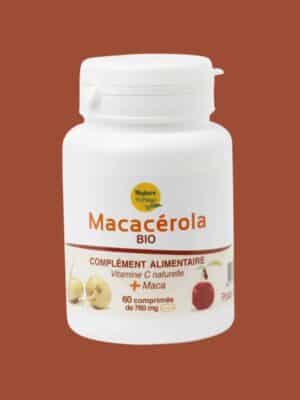 Flacon de Macacérola Bio Nature & Partage – 60 comprimés, acérola & maca anti-fatigue.