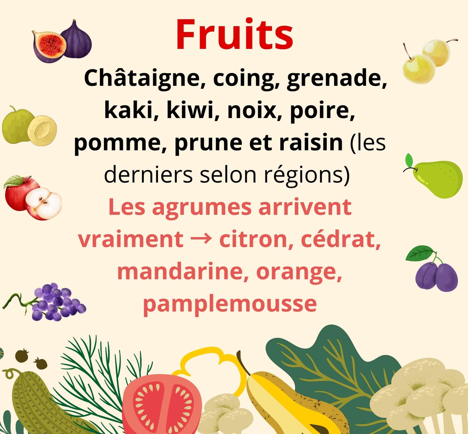 Fruits de saison à la fin novembre