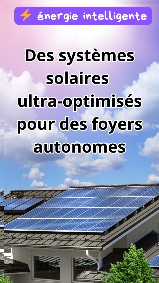 Toiture équipée de panneaux solaires sous un ciel bleu, illustrant les systèmes photovoltaïques autonomes et intelligents.