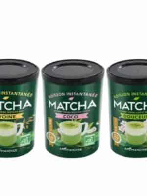 Pack Trio Boissons Matcha Aromandise comprenant Matcha Douceur, Matcha Coco et Matcha Latté Avoine.