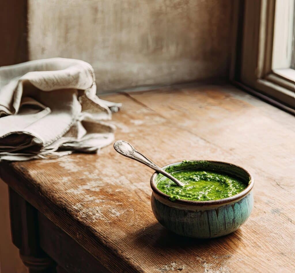 Recettes maison au moringa bio, poudre de feuilles intégrée dans une préparation verte simple et naturelle