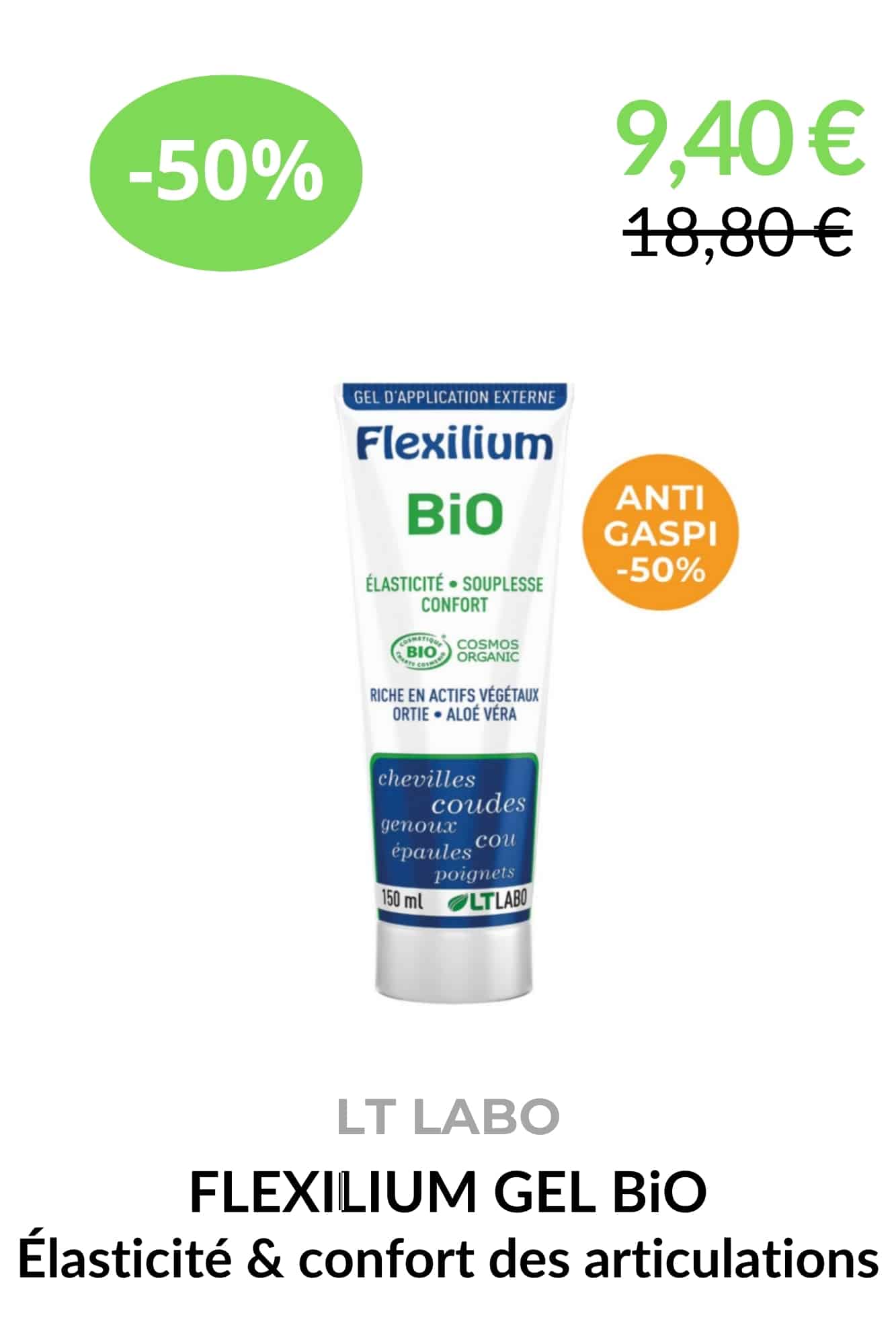 Fiche produit bio shop anti gaspi Flexilium gel bio Élasticité & confort des articulations LT Labo