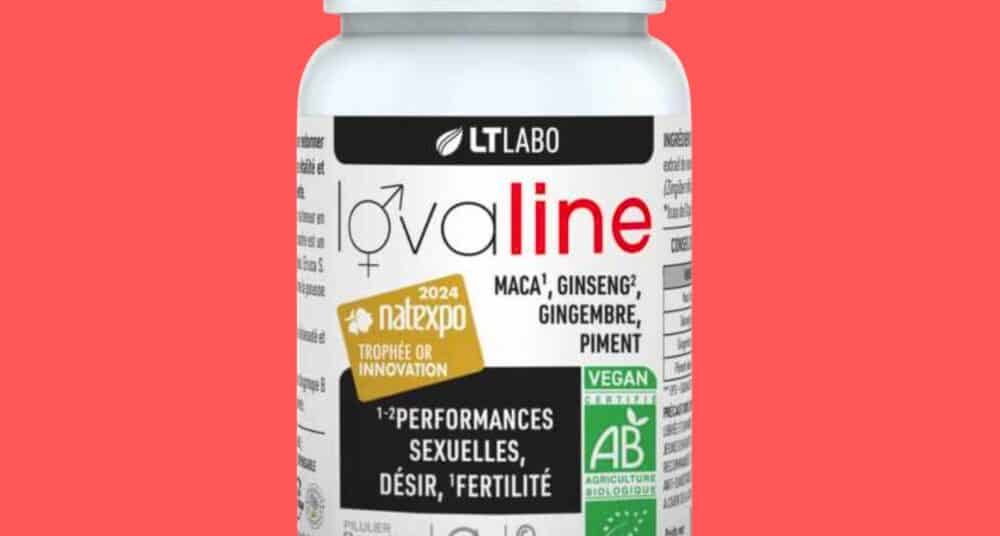 Flacon de gélules LOVALINE Bio LT LABO – complément alimentaire bio pour la vitalité intime