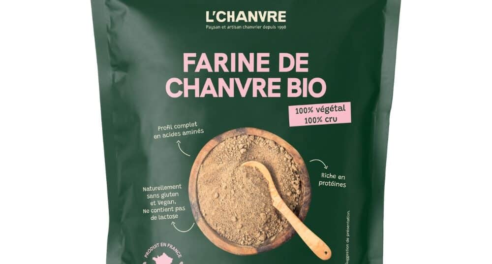 Farine de chanvre bio L’Chanvre 250 g riche en protéines végétales et sans gluten
