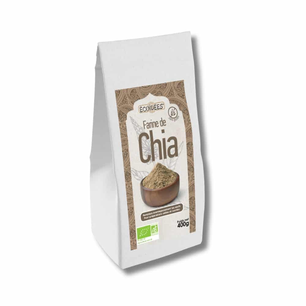 Farine de chia bio Écoidées 400 g – farine riche en fibres pour recettes sans gluten