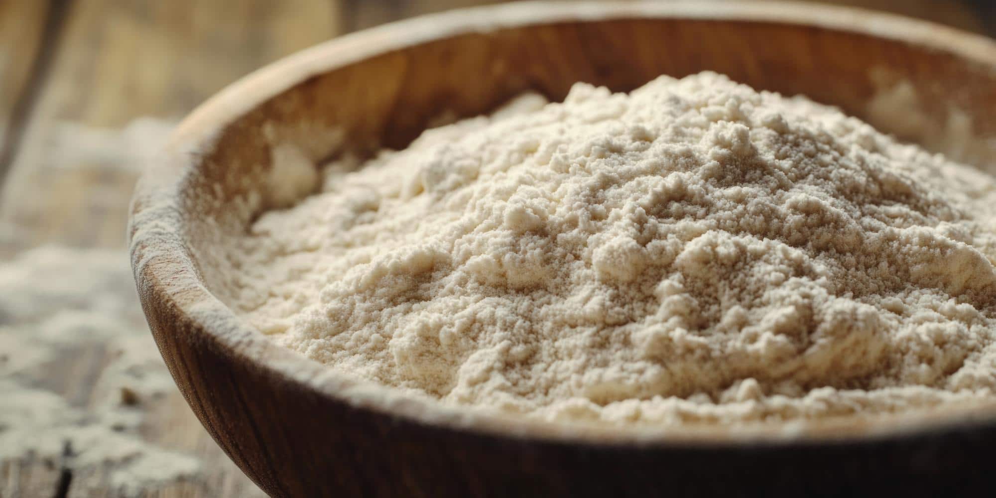 Bol de farine de souchet bio, ingrédient naturel riche en fibres utilisé en cuisine sans gluten