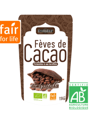 Fèves de cacao bio Écoidées fermentées et non torréfiées, riches en goût et naturelles
