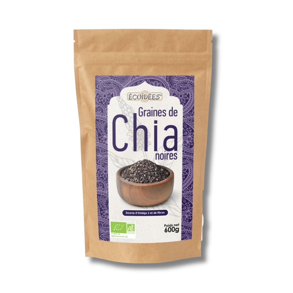Graines de chia noires bio Écoidées 600 g – source naturelle d’oméga-3 et de fibres