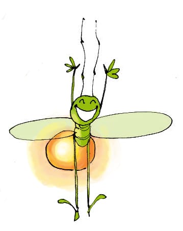 Illustration d’une luciole souriante symbolisant la joie et l’énergie naturelle