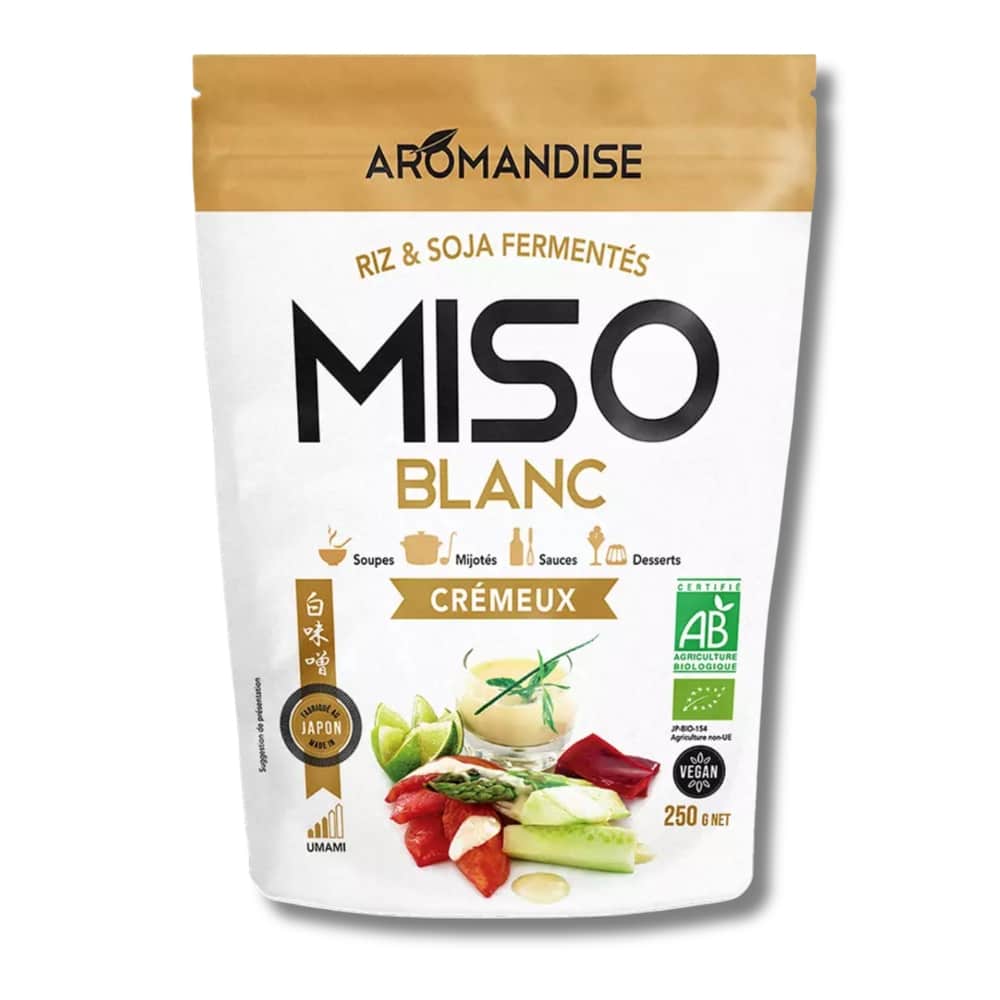 Miso blanc bio crémeux Aromandise en sachet 250g – pâte fermentée japonaise à base de riz et soja