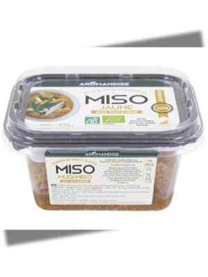Miso jaune bio non pasteurisé Aromandise en barquette – pâte fermentée japonaise au soja et orge