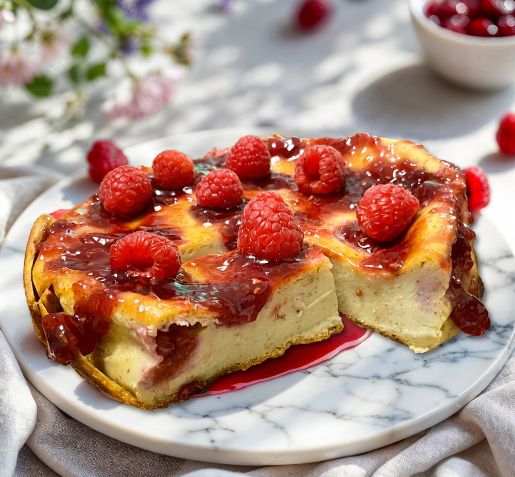 moelleux à la ricotta végétale et framboises