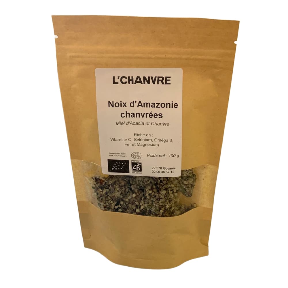 Noix d’Amazonie chanvrées bio au chanvre L'Chanvre snack cru riche en nutriments