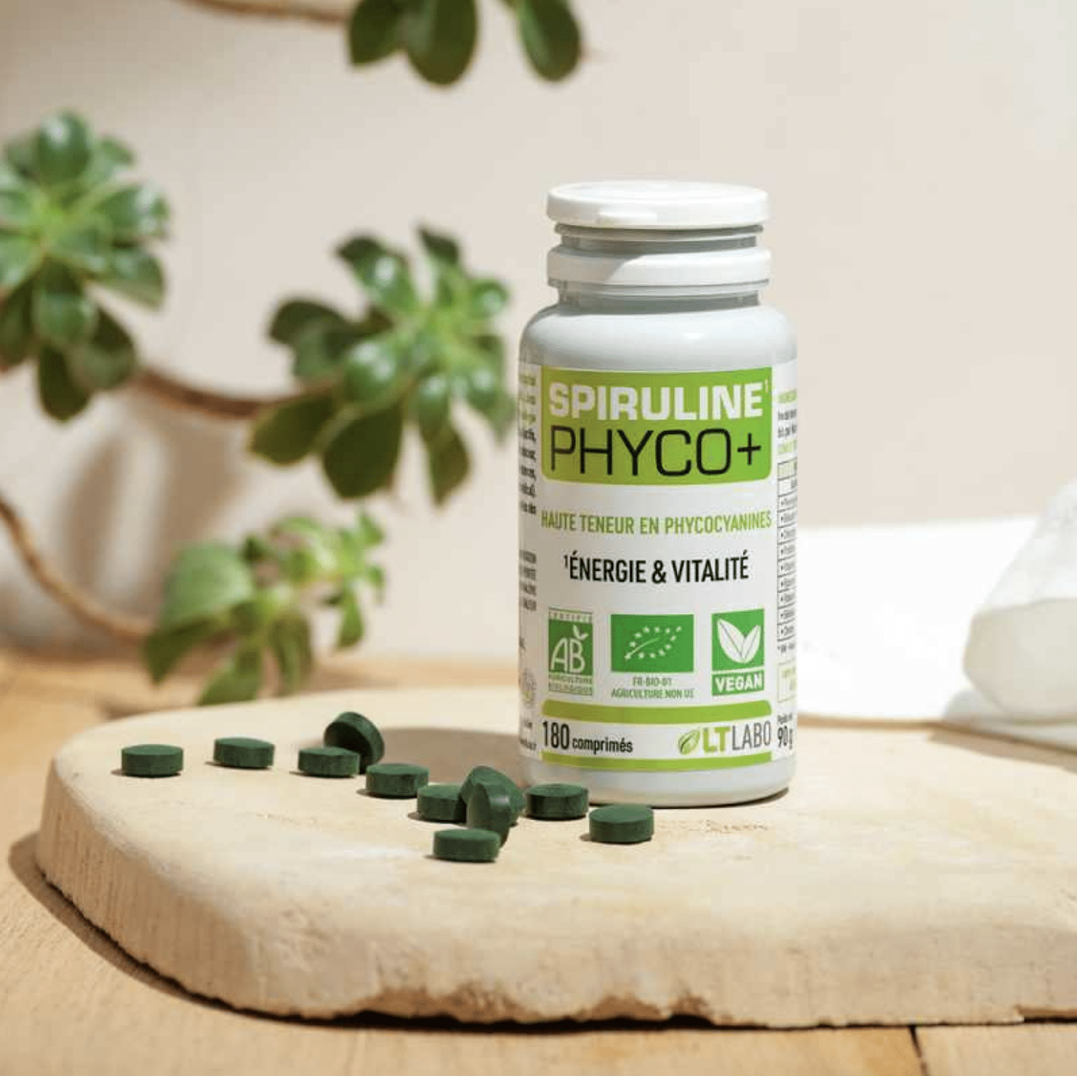 Spiruline Phyco+ LT Labo en comprimés bio riches en phycocyanine pour énergie et vitalité