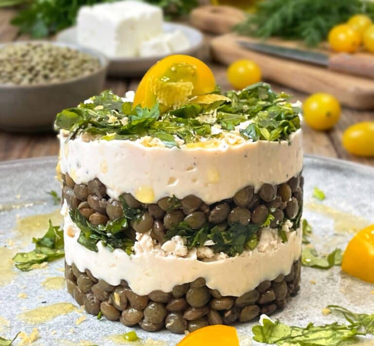 tiramisu salé aux lentilles et mascarpone végétal