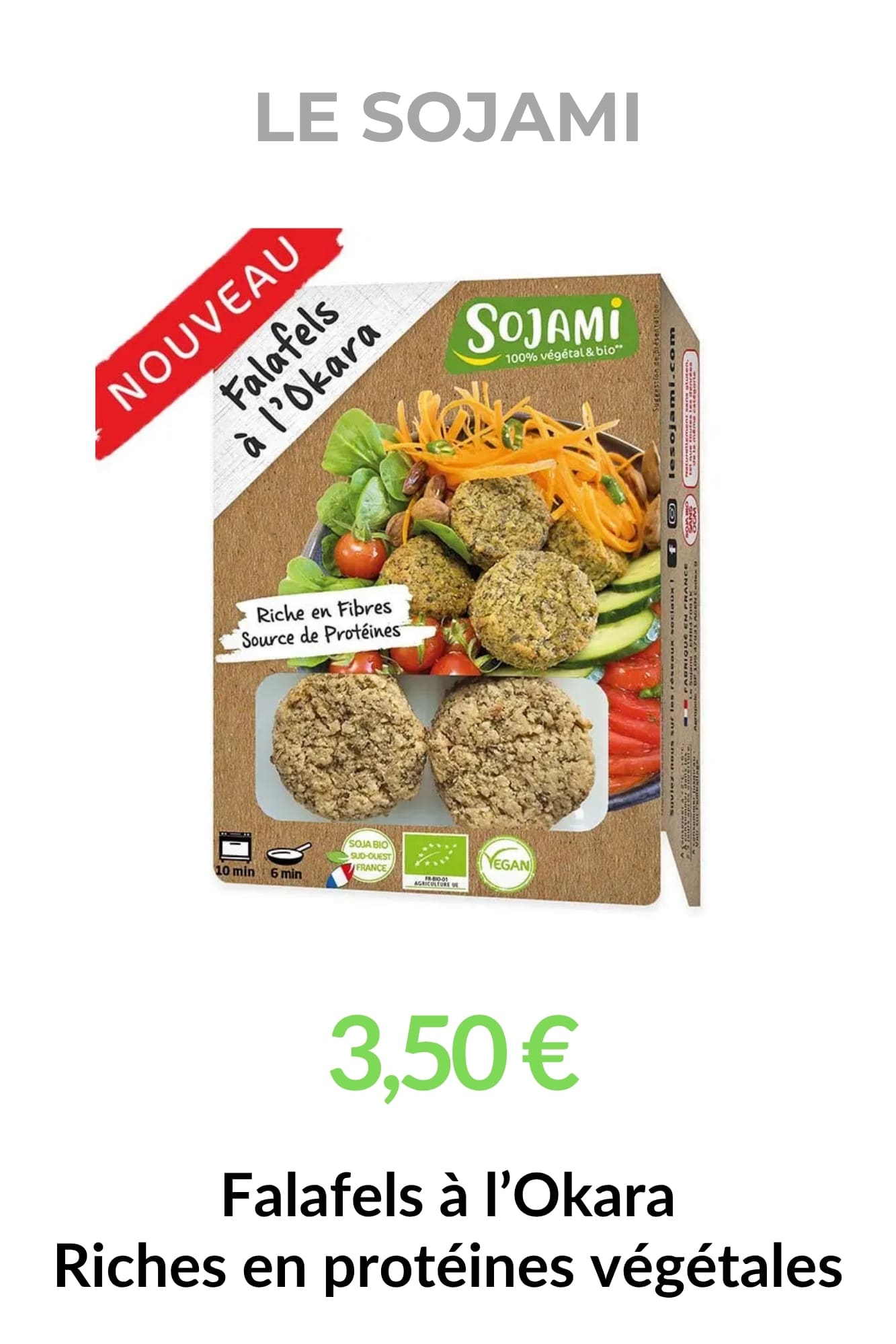 Falafels bio à l’okara Sojami riches en protéines végétales et fibres alternative végétale