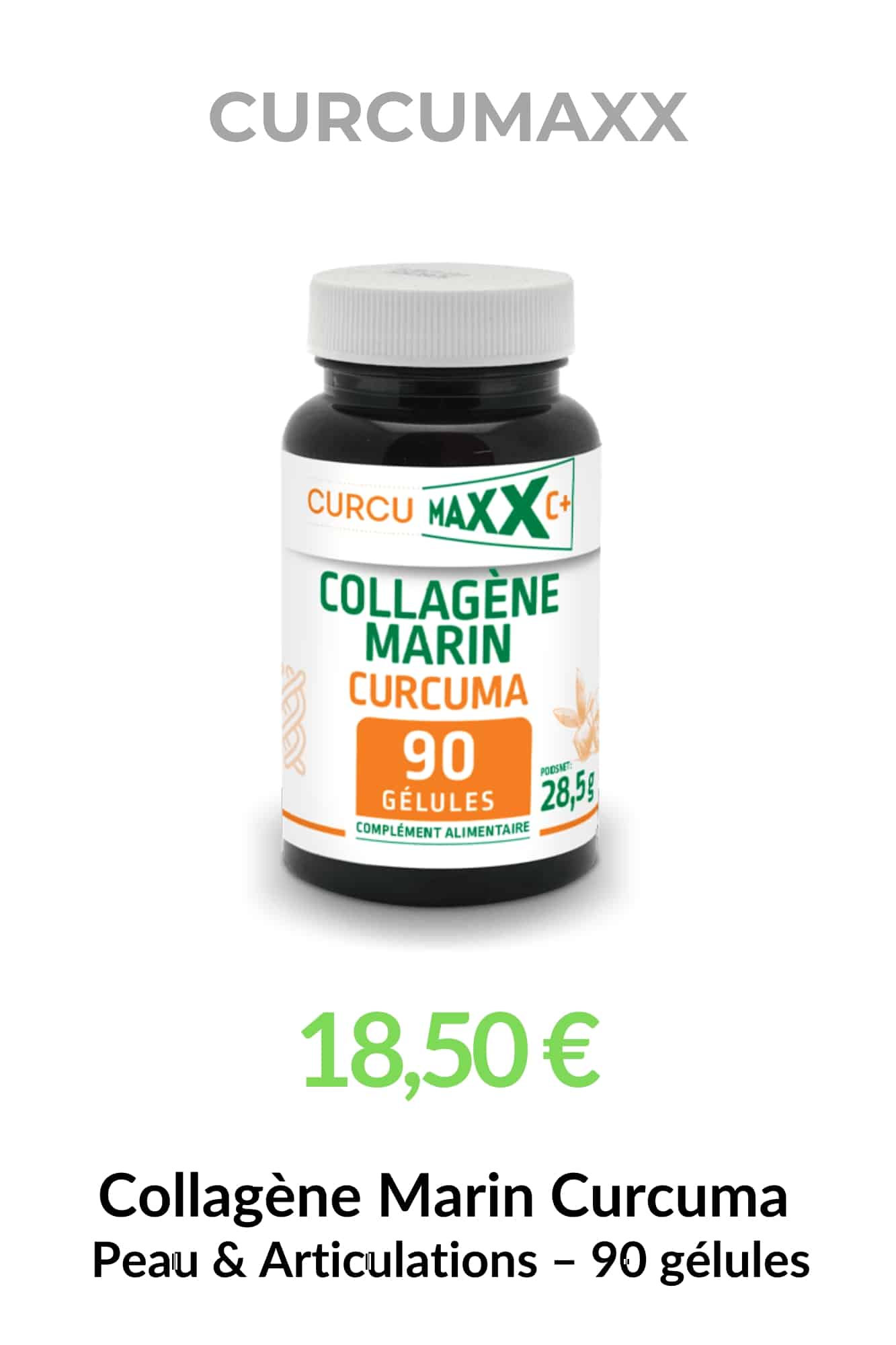 Complément CurcumaXX au collagène marin et curcuma pour la peau et les articulations – 90 gélules