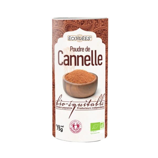 Boîte de cannelle en poudre bio et équitable Écoidées 75 g