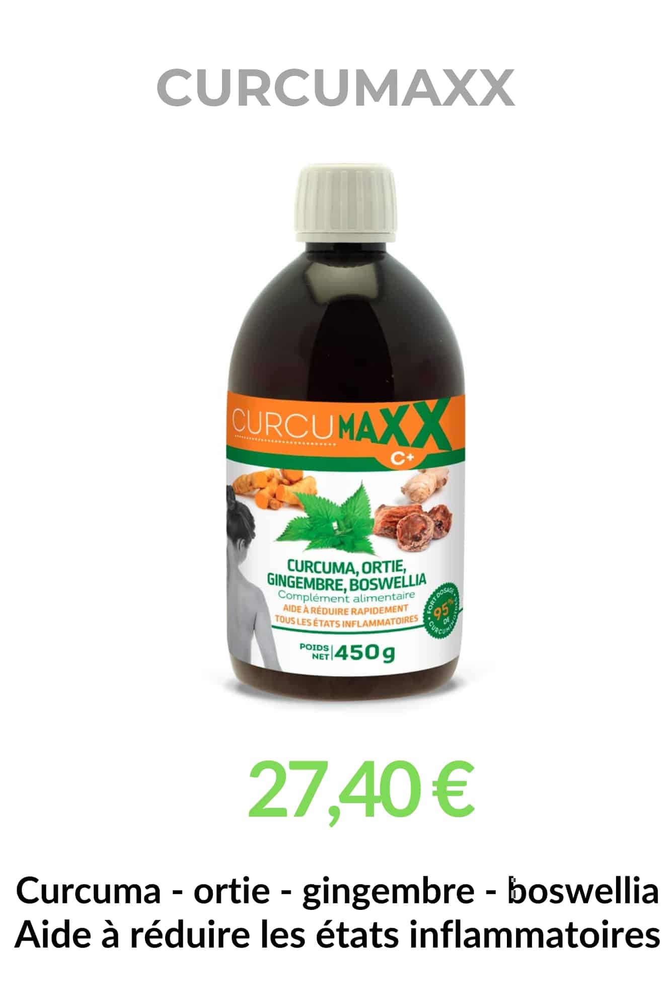 Complément alimentaire Curcumaxx au curcuma, ortie, gingembre et boswellia pour le confort articulaire et la mobilité naturelle