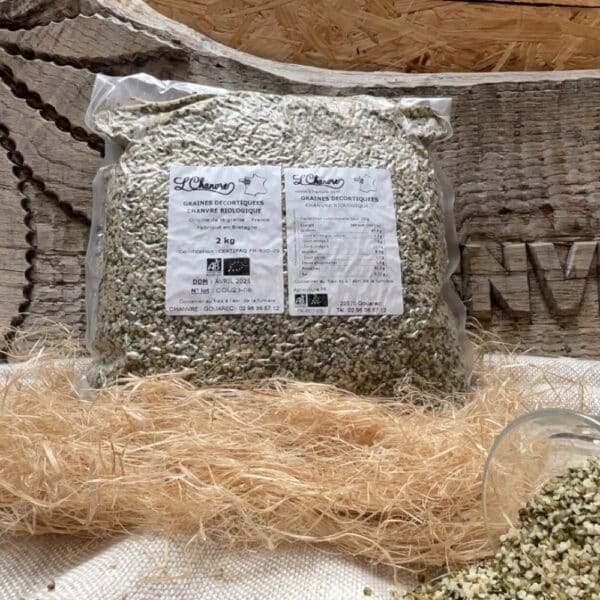 Graines de chanvre décortiquées biologiques 2 kg cultivées et transformées en France par L'Chanvre