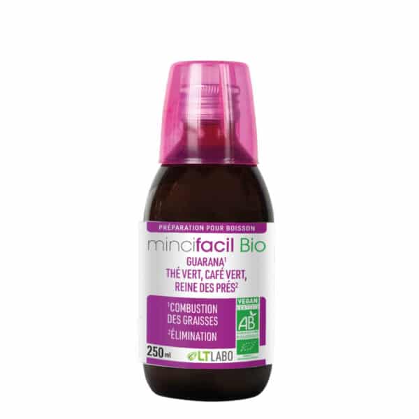 Mincifacil Buvable Bio LT Labo, solution minceur bio à base de guarana, thé vert et café vert