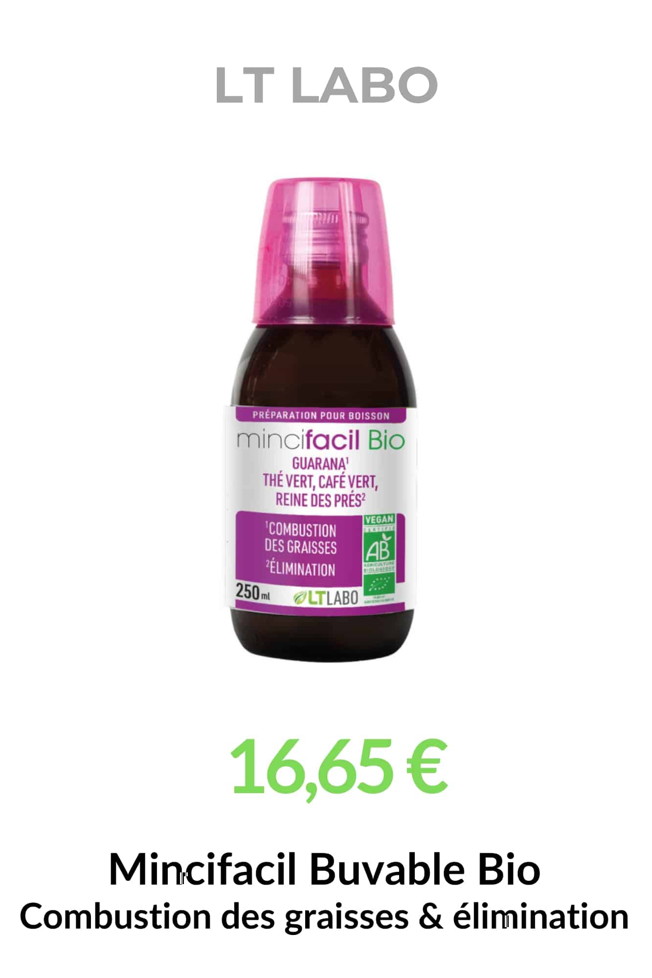 Solution minceur bio LT Labo pour la combustion des graisses et l’élimination naturelle