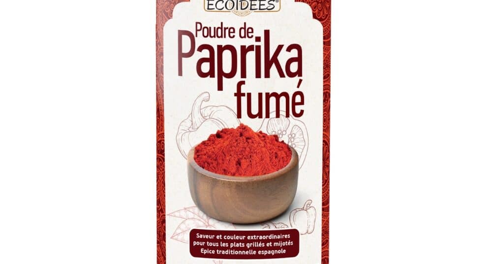 Boîte de paprika fumé bio Écoidées 100 g – épice espagnole fumée au bois de chêne vert