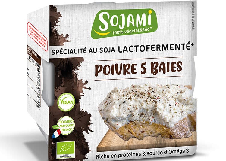 Sojami à Tartiner Poivre 5 Baies, spécialité végétale lactofermentée bio riche en protéines et oméga 3