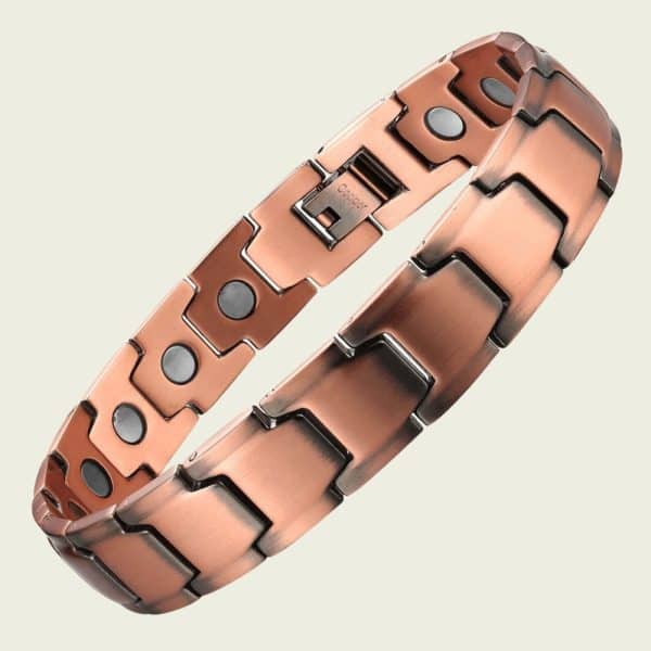 Bracelet magnétique en cuivre pur 99,9 % avec aimants en néodyme, modèle luxe ajustable de 1,2 cm inspiré de l'Ayurveda.
