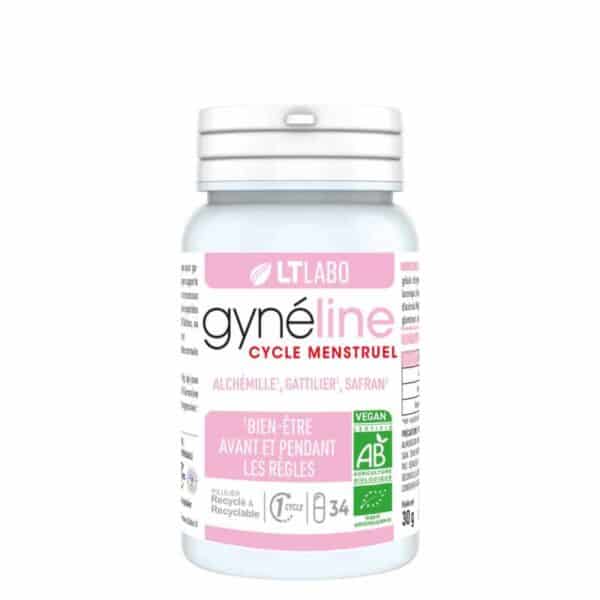 Gynéline Cycle Menstruel Bio LT Labo, complément alimentaire bio pour accompagner le cycle menstruel et le syndrome prémenstruel.