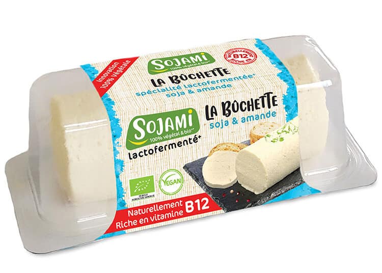 La Bûchette Soja & Amande Bio, spécialité végétale fermentée au soja et aux amandes, naturellement riche en vitamine B12 et en protéines.