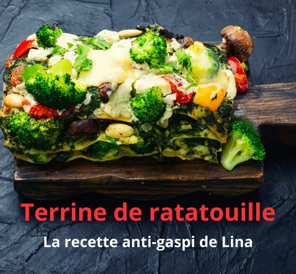 Illustration de la recette de terrine de ratatouille de Lina, une idée anti-gaspi pour transformer une ratatouille maison en une entrée estivale.