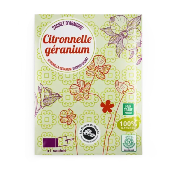 Sachet parfumé Citronnelle Géranium – Aromandise Sachet parfumé Citronnelle Géranium 100 % naturel – Aromandise