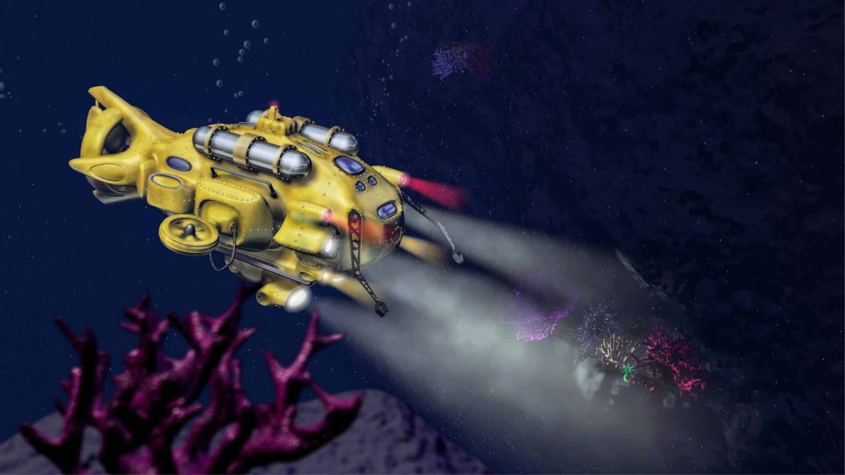 Sous-marin autonome explorant les grands fonds marins, illustrant les risques liés à l’exploitation minière en haute mer.